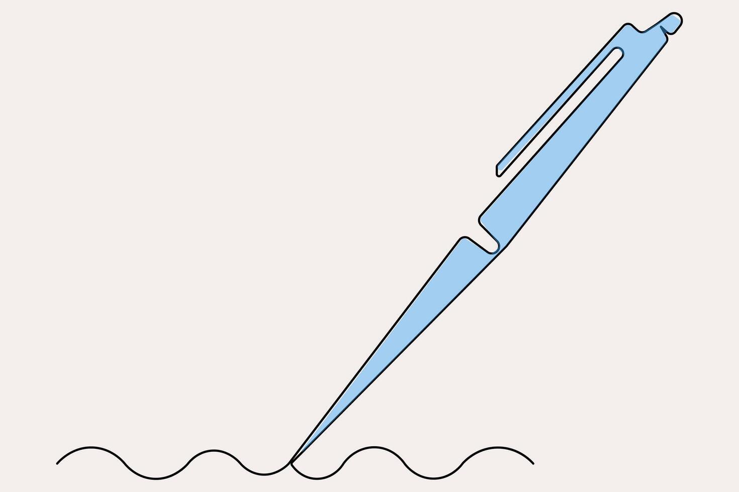 Stylish pen one line drawing concept vector