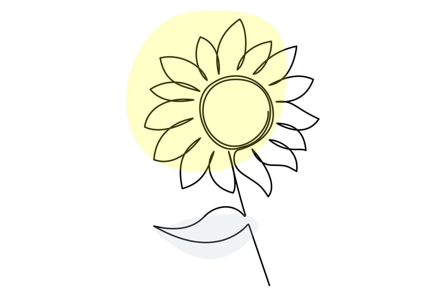 Graceful sunflower contour line art vector