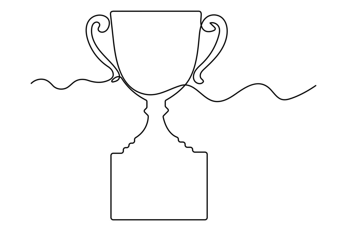 Hand-drawn single-line trophy outline stylish and minimal illustration vector