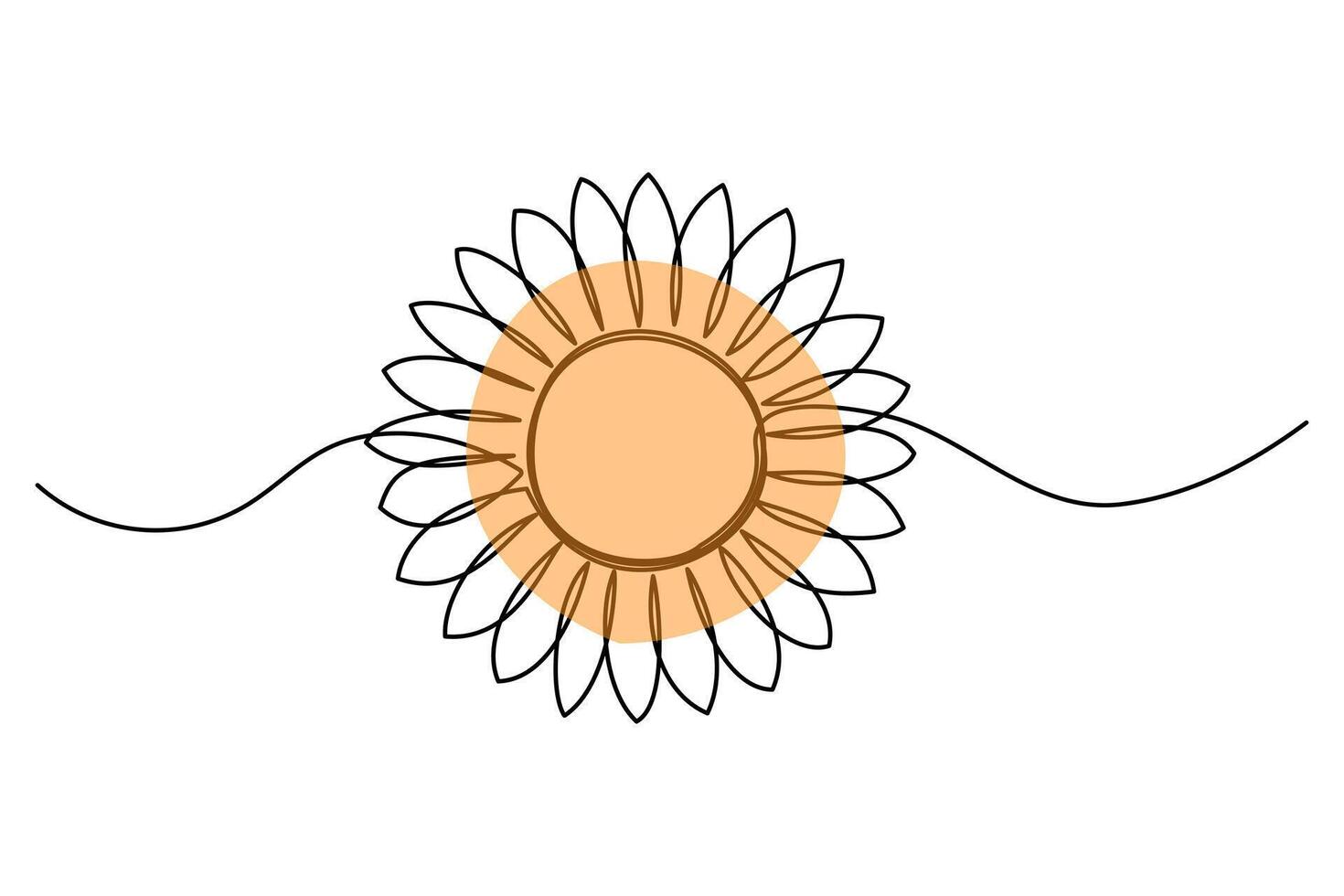 Continuous stroke sunflower sketch vector