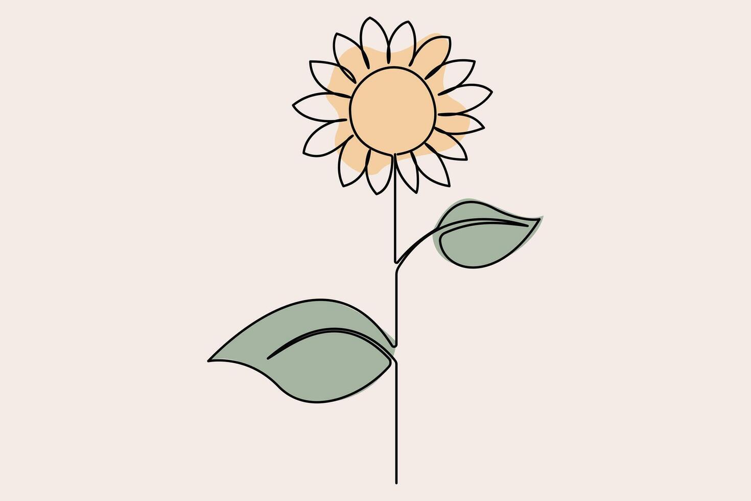 Single line sunflower illustration minimalist design vector
