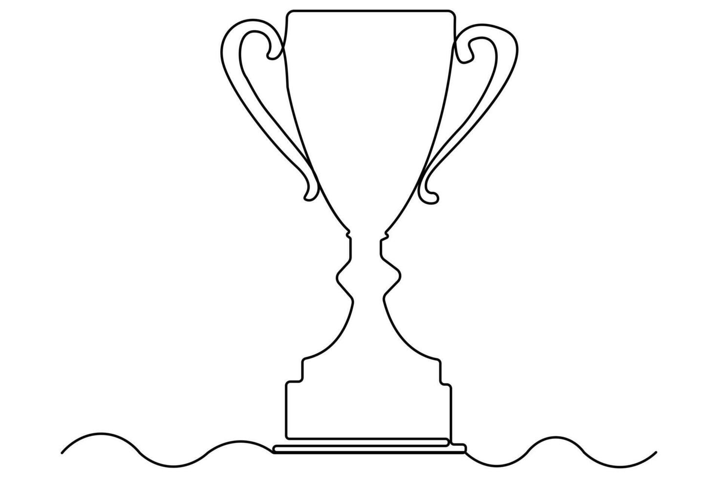 Continuous one-line hand drawing of a trophy with elegant outline illustration vector