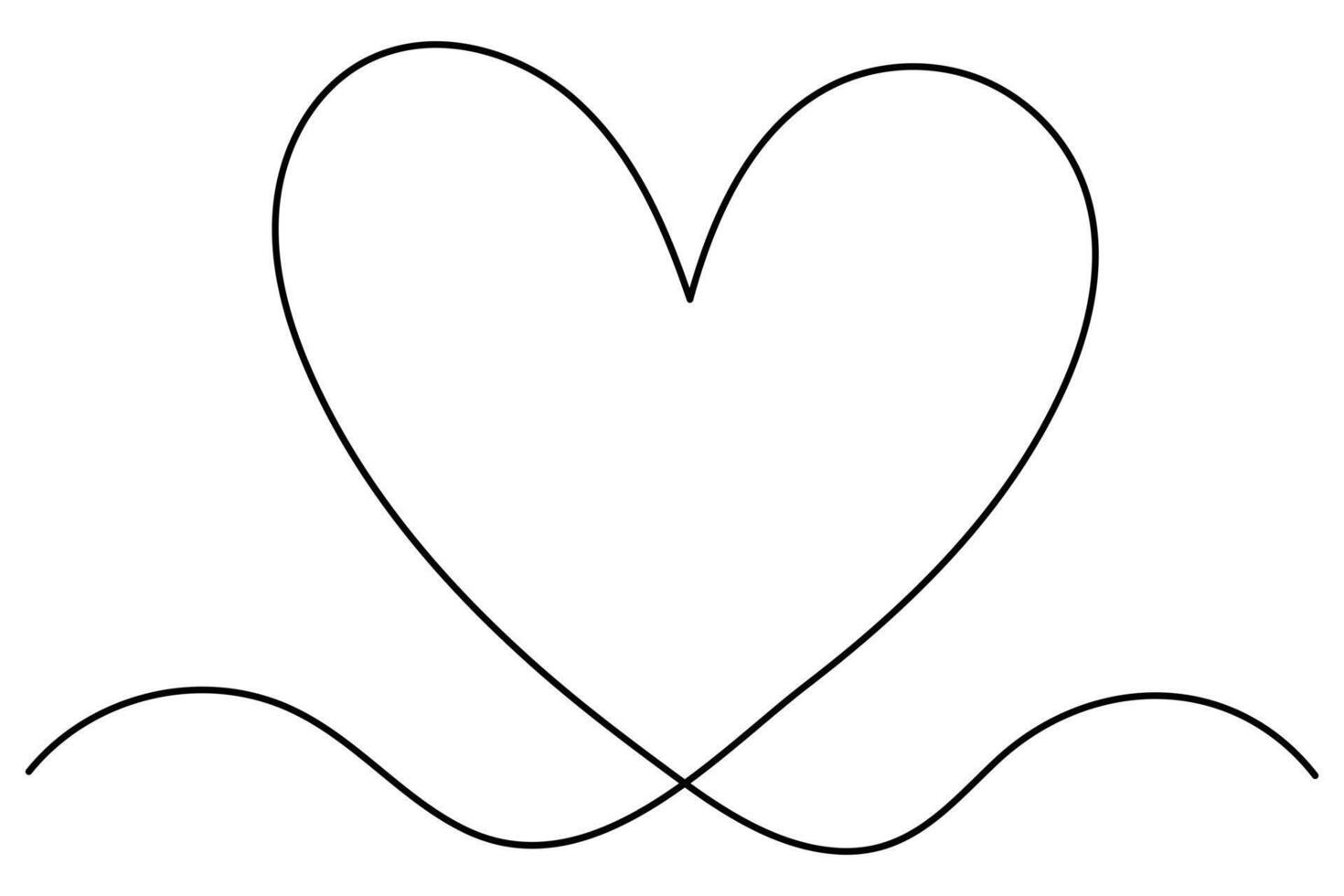 Minimalist hand drawn heart icon in one continuous stroke vector