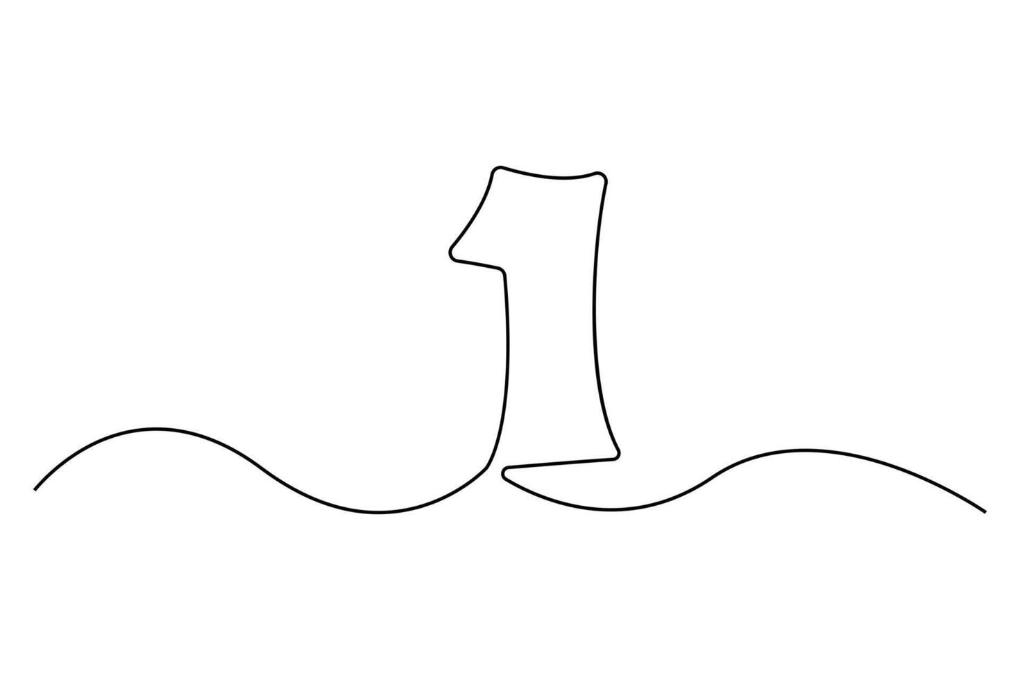 Continuous one-line drawing of the number 1 artistic outline illustration for creative projects vector