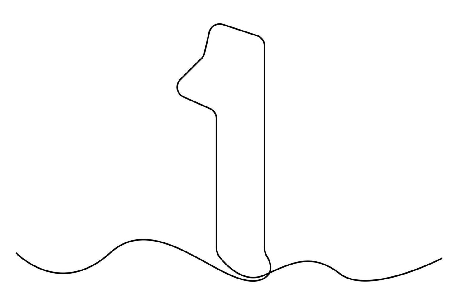 Continuous one-line art of the number 1 hand drawn outline design vector