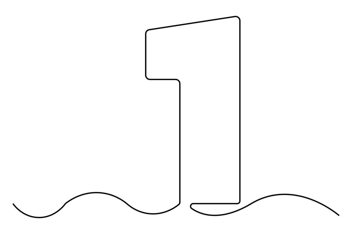 Continuous one-line drawing of number 1 artistic outline illustration for minimalist designs vector