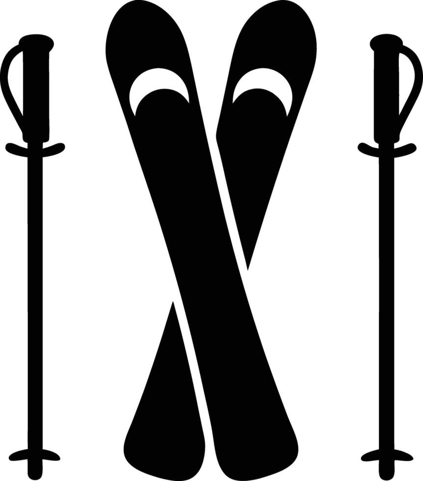 Crossed Skis and Poles Silhouette An Iconic Representation of Alpine Adventures vector