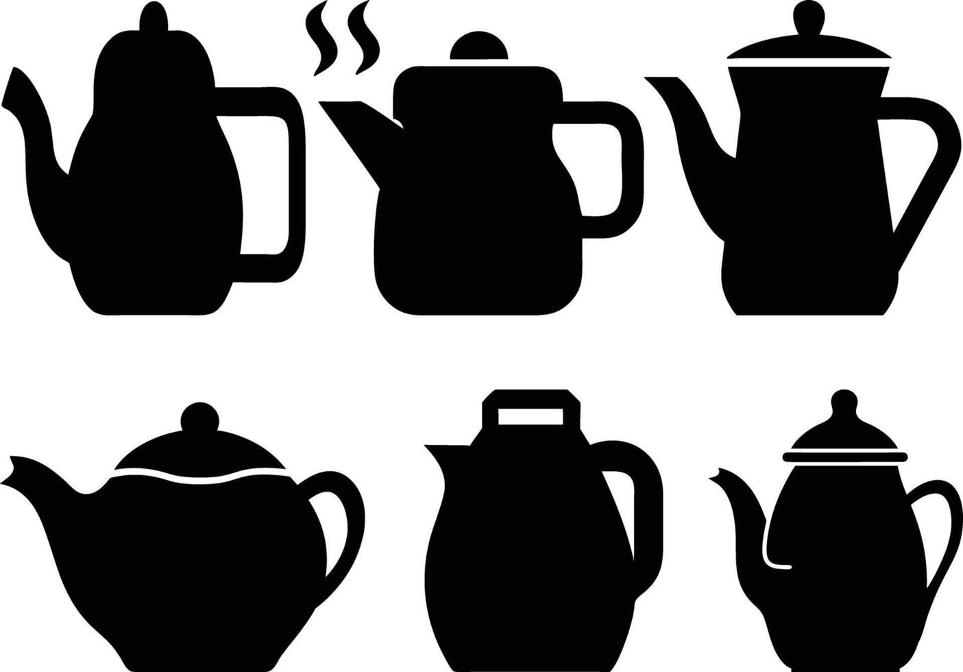 Teapot and Kettle Silhouettes vector