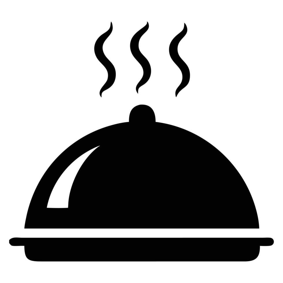 Covered Dish with Steam Icon Dining Symbol vector