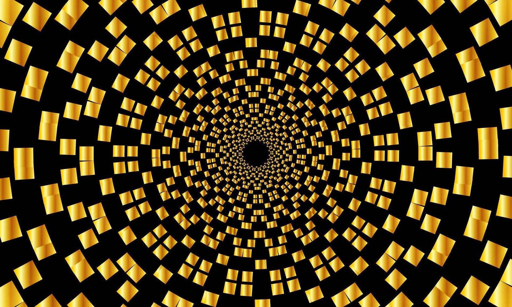 Abstract spiral Shape spinning vortex style flower background. Gold square pattern. circular pattern. vector