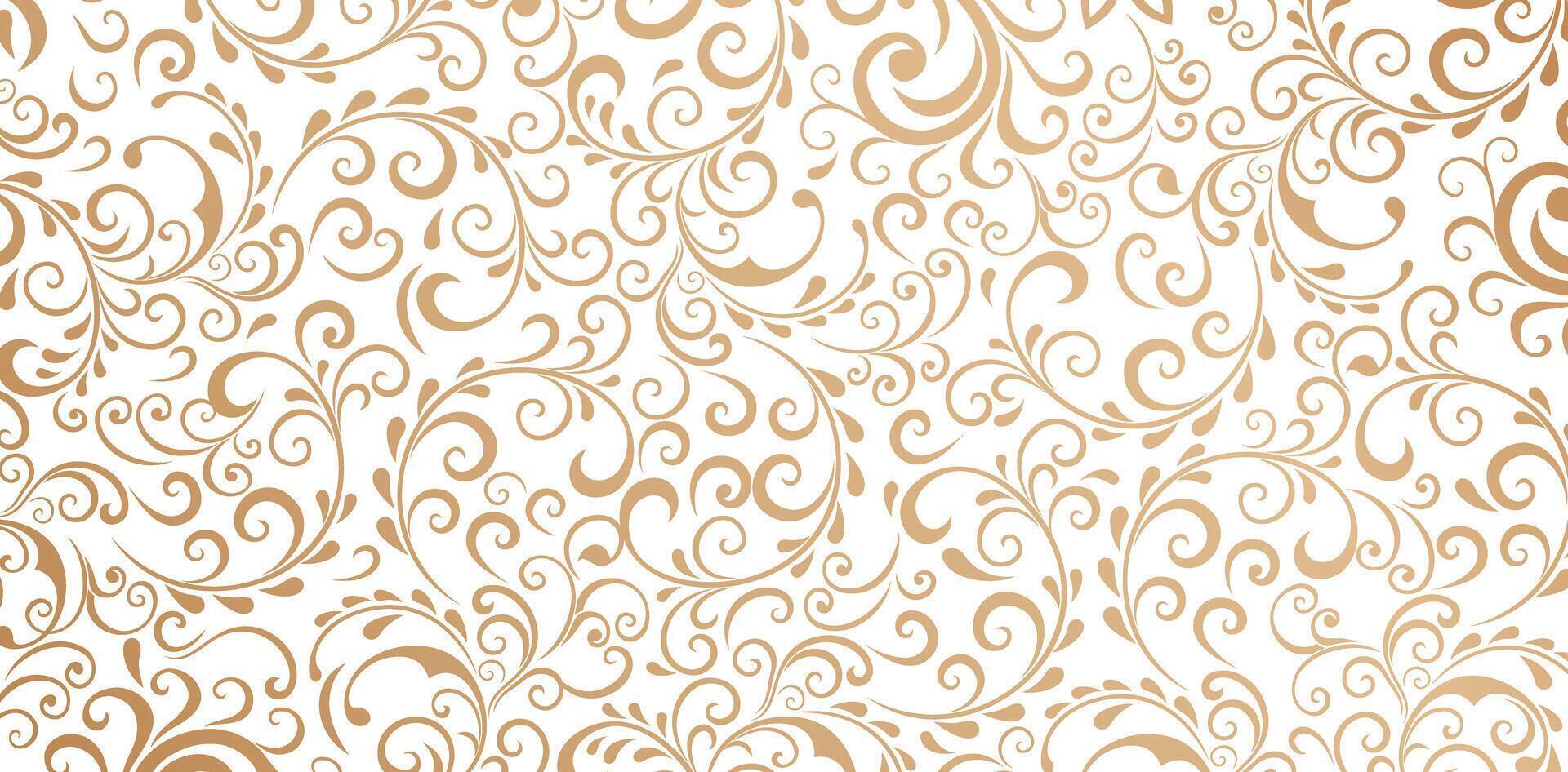 pattern with floral swirls in the style of baroque golden colors isolated white background for wallpaper the bedroom, patterned fills, webs pages, surface textures, books covers, fabric print vector