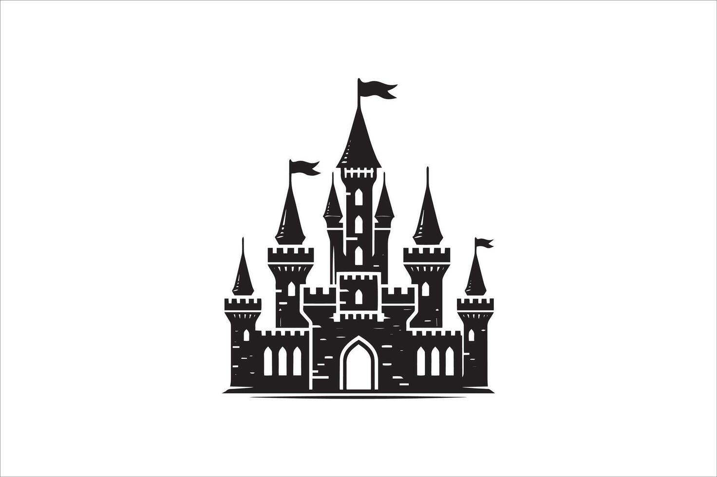 Simple Medieval Castle Silhouette for Graphic Design vector