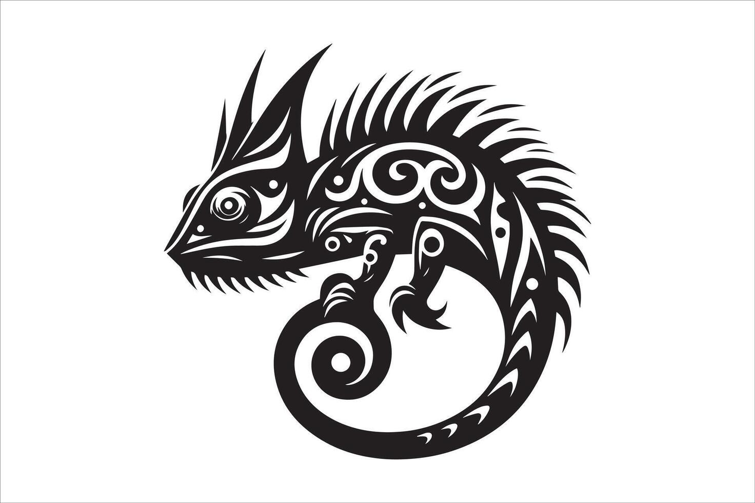 Elegant Chameleon Silhouette with Curled Tail Design vector