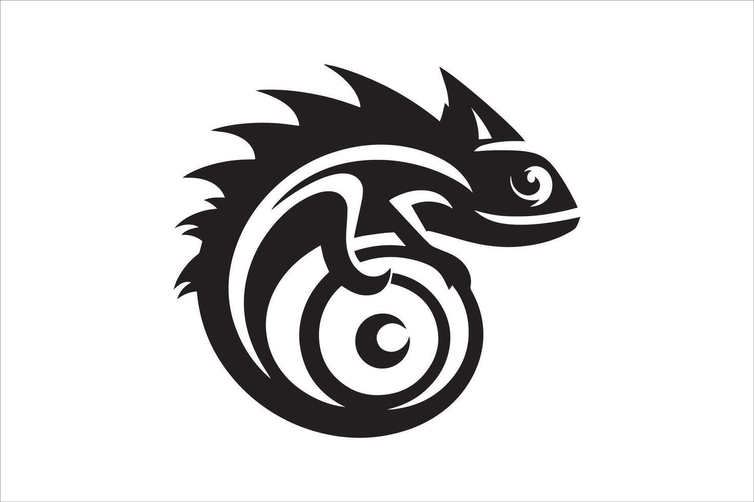 Tribal-Style Chameleon Silhouette Art vector