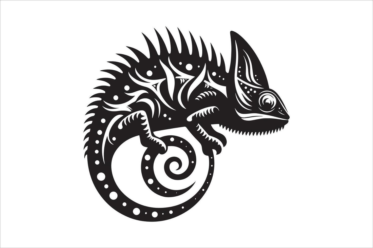 Reptile Silhouette Chameleon Illustration vector
