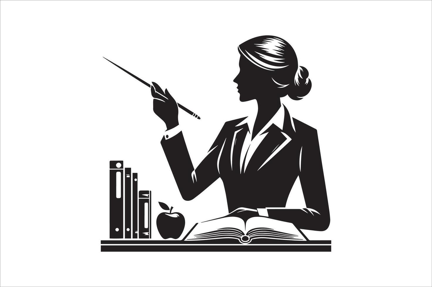 Teaching Symbol Female Instructor Silhouette vector