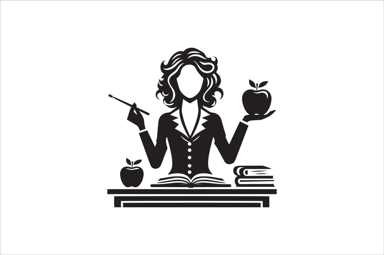 Minimalist Female Teacher Silhouette Icon vector