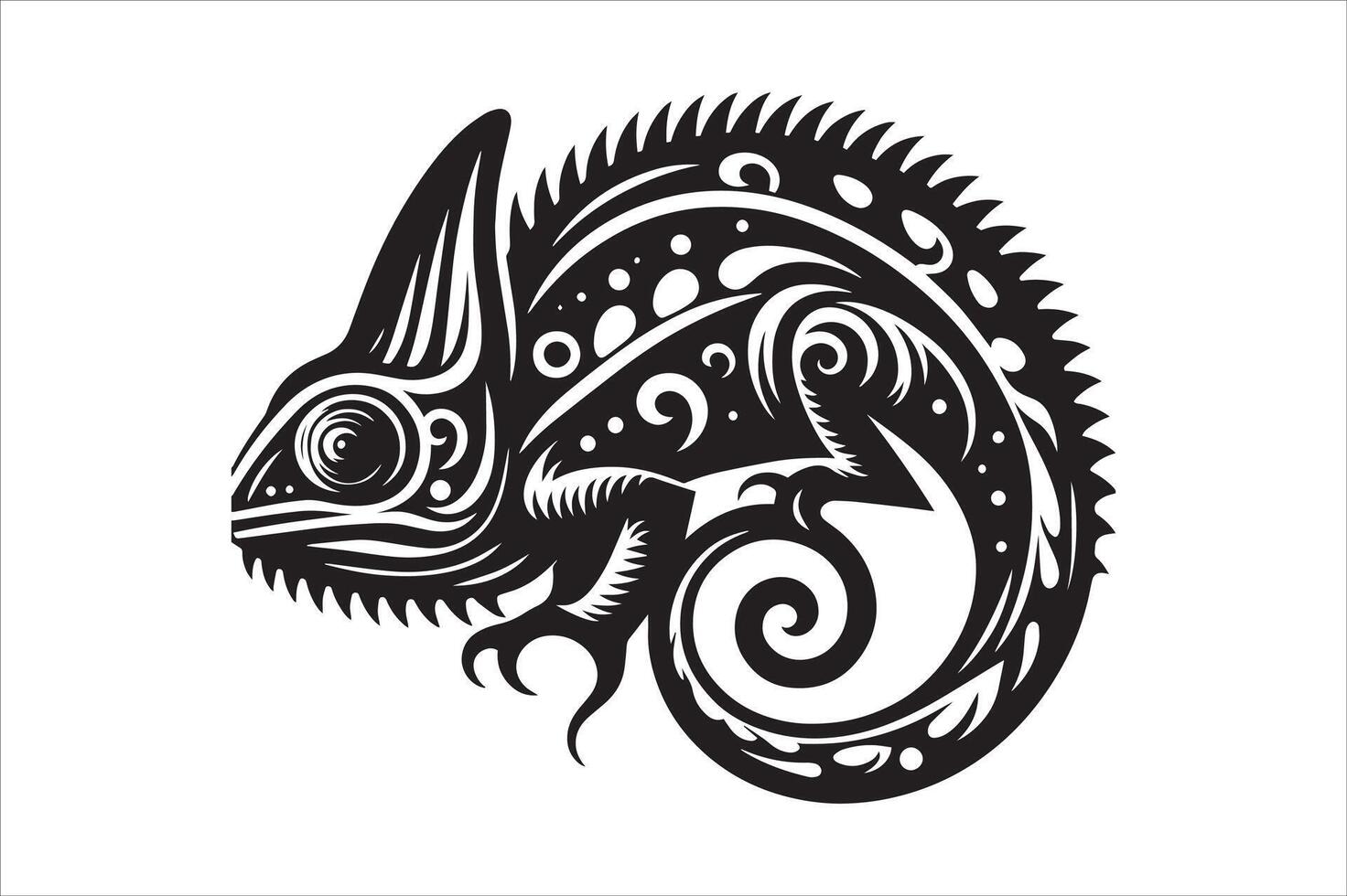 Chameleon Silhouette with Bold Lines and Simple Curves vector