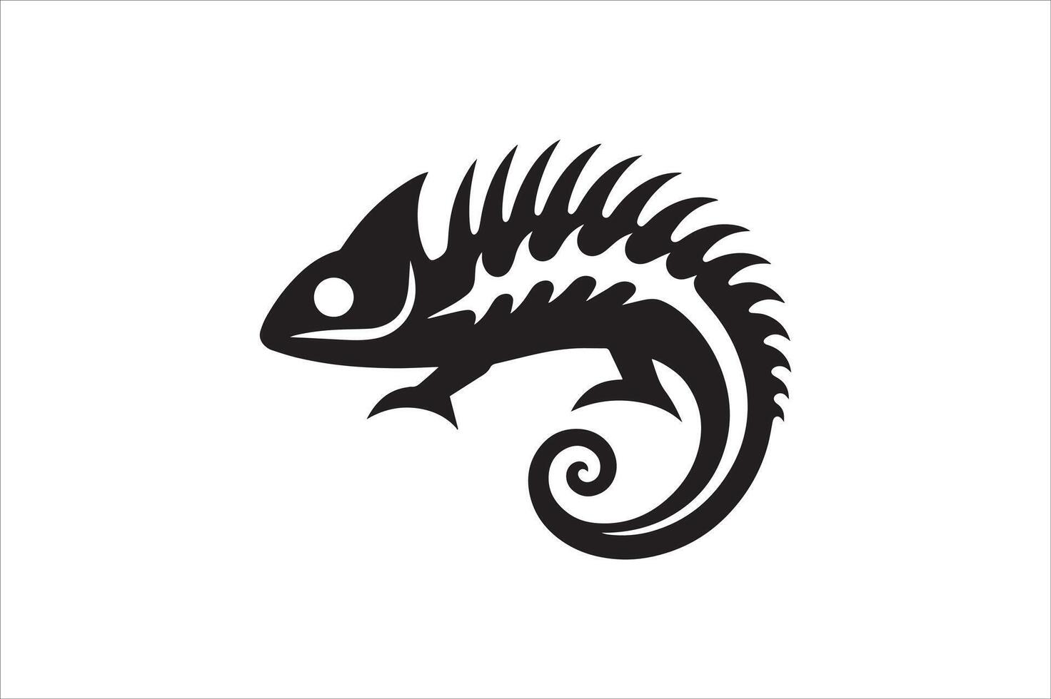 Black and White Chameleon Silhouette Illustration vector