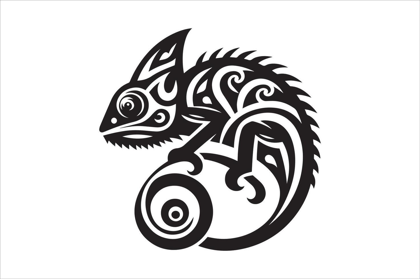 Chameleon Silhouette with Curled Tail vector