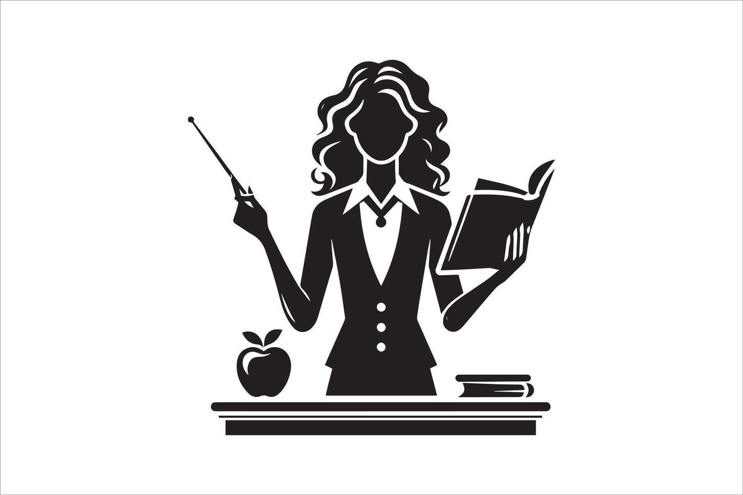 Black and White Teacher Illustration for Education vector