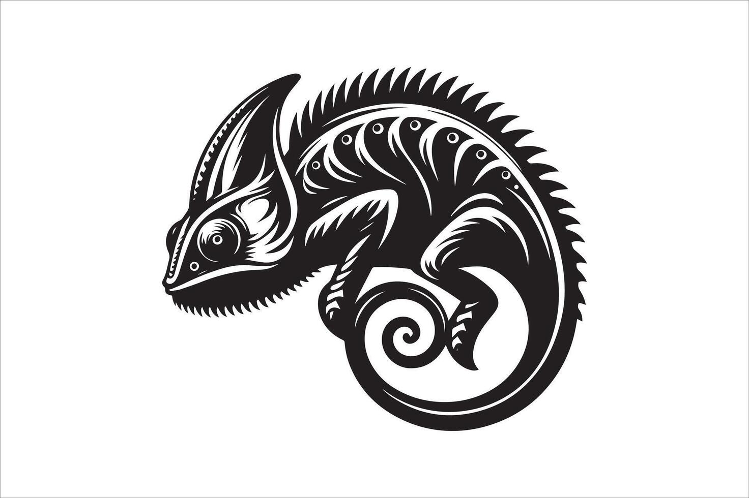 Minimal Chameleon Silhouette for Tattoo or Logo vector