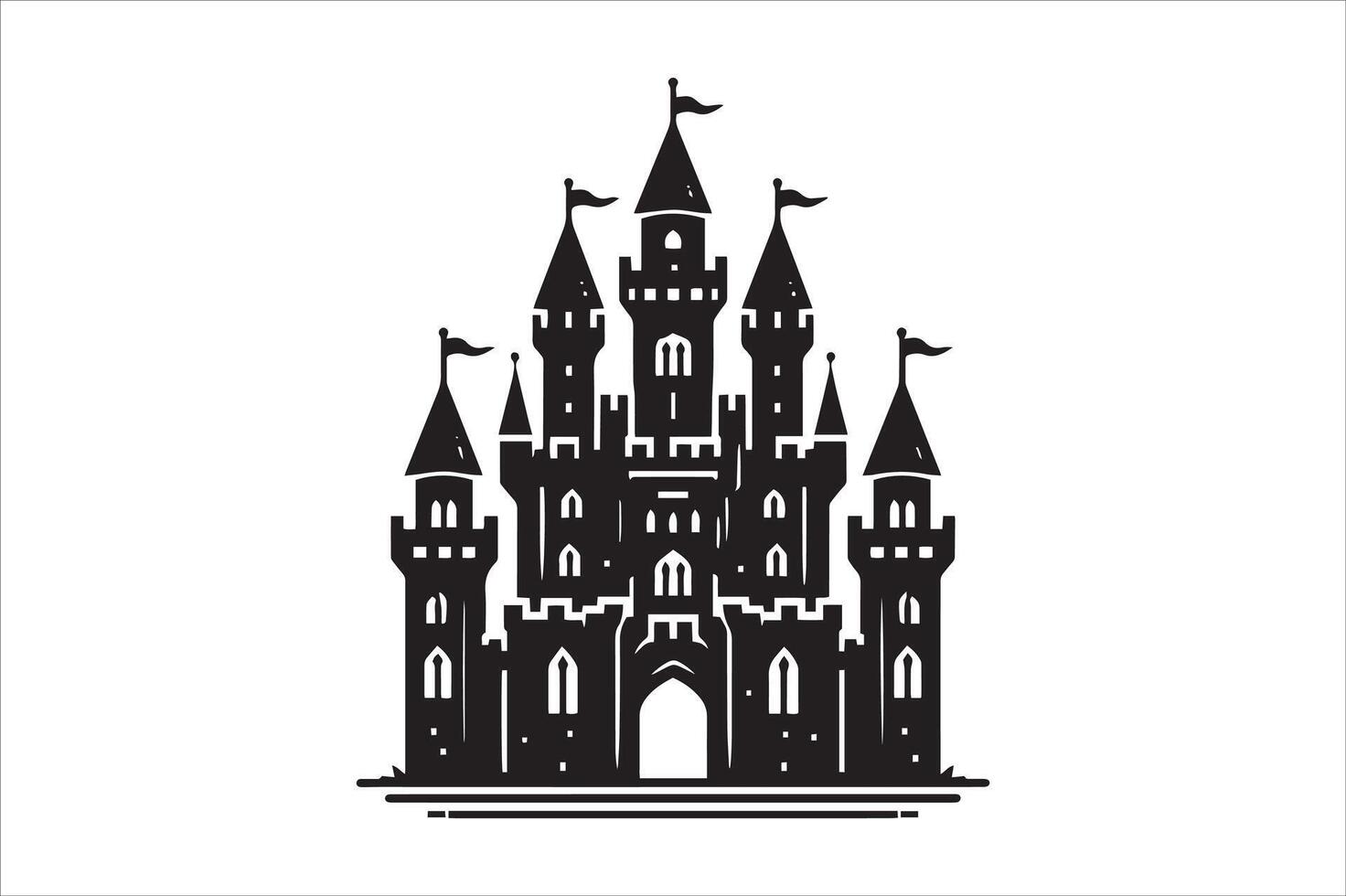 Ancient Fortress Silhouette with Battlements vector
