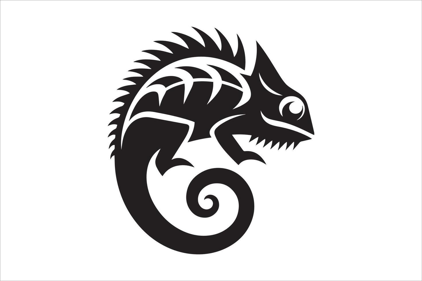 High-Contrast Chameleon Silhouette Logo vector
