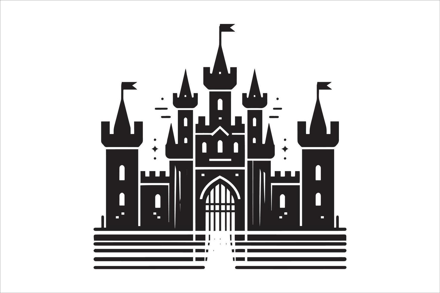 Majestic Castle Silhouette with Arched Gateways vector