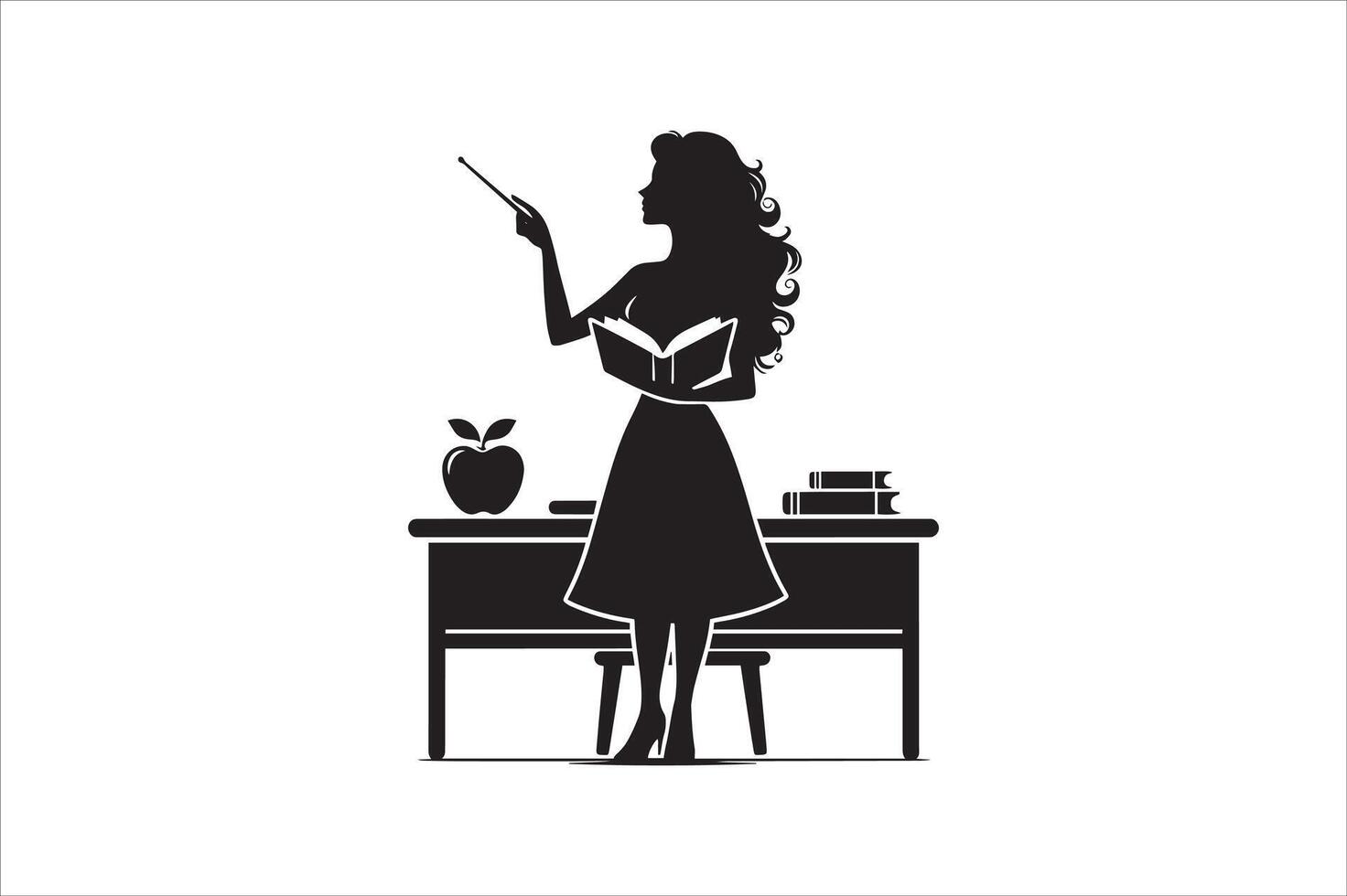 Monochrome Female Teacher Illustration for Design vector