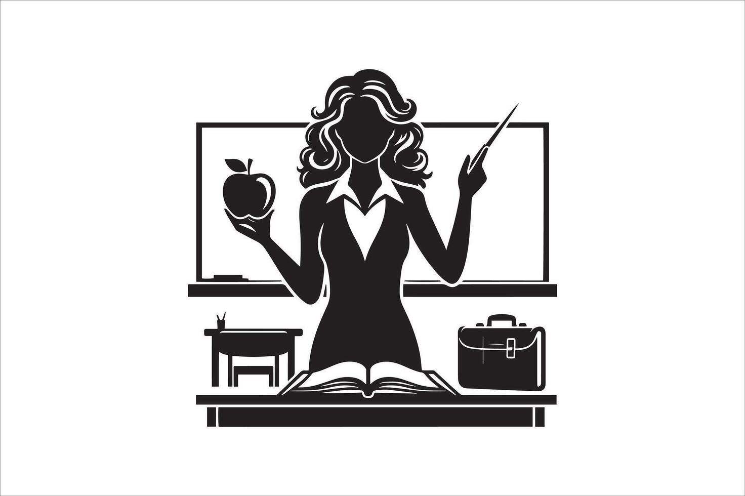 Elegant Female Teacher Holding Pointing Stick vector
