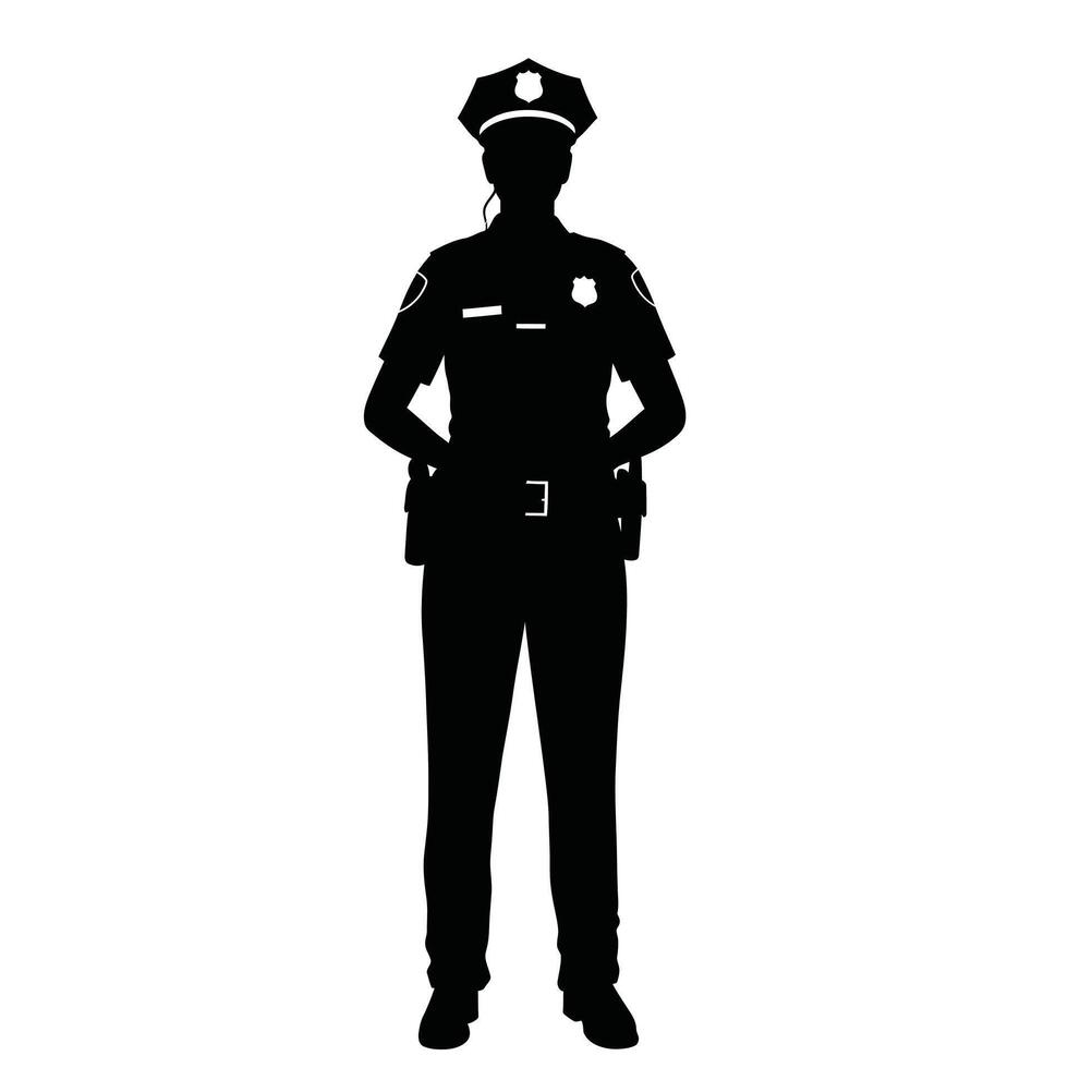 Silhouette icon of a standing police officer vector