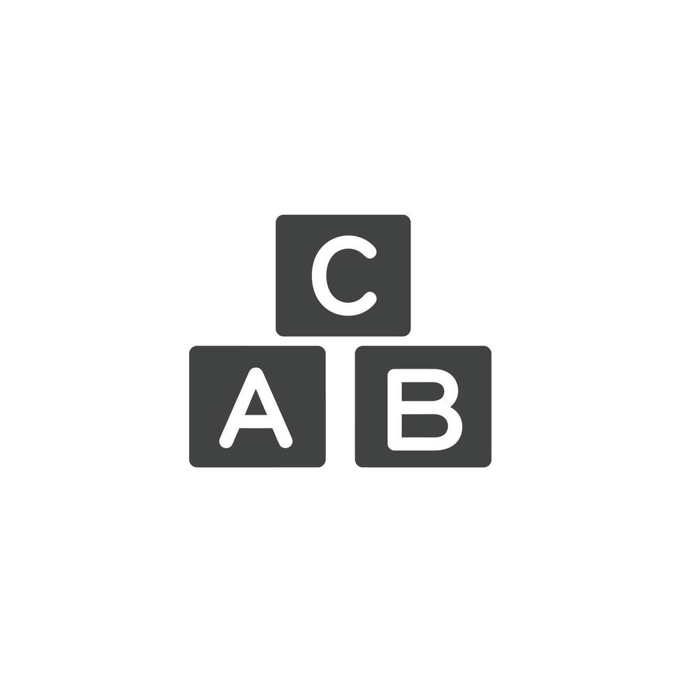 A solid icon of Alphabet blocks for kids vector