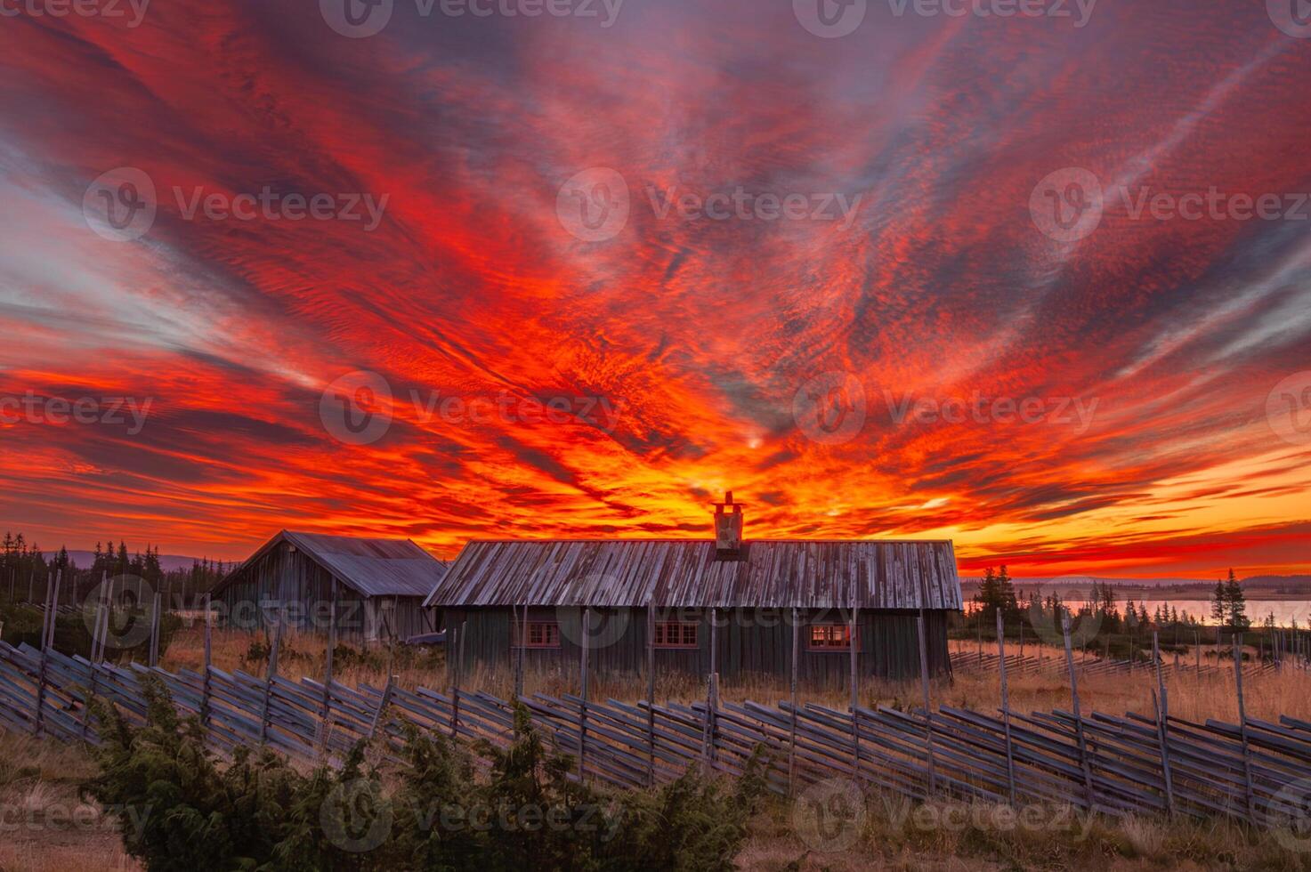 A red sky with clouds photo