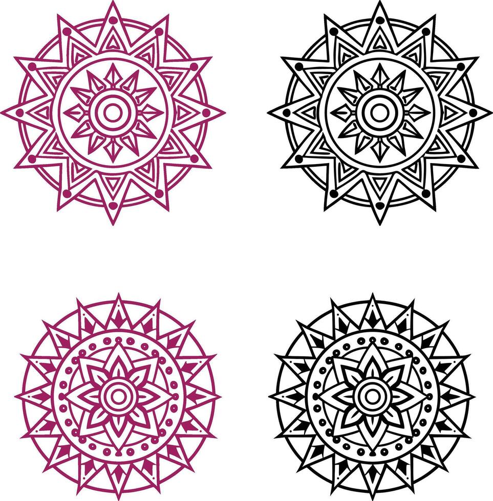 Colourful round mandala design 2025 vector
