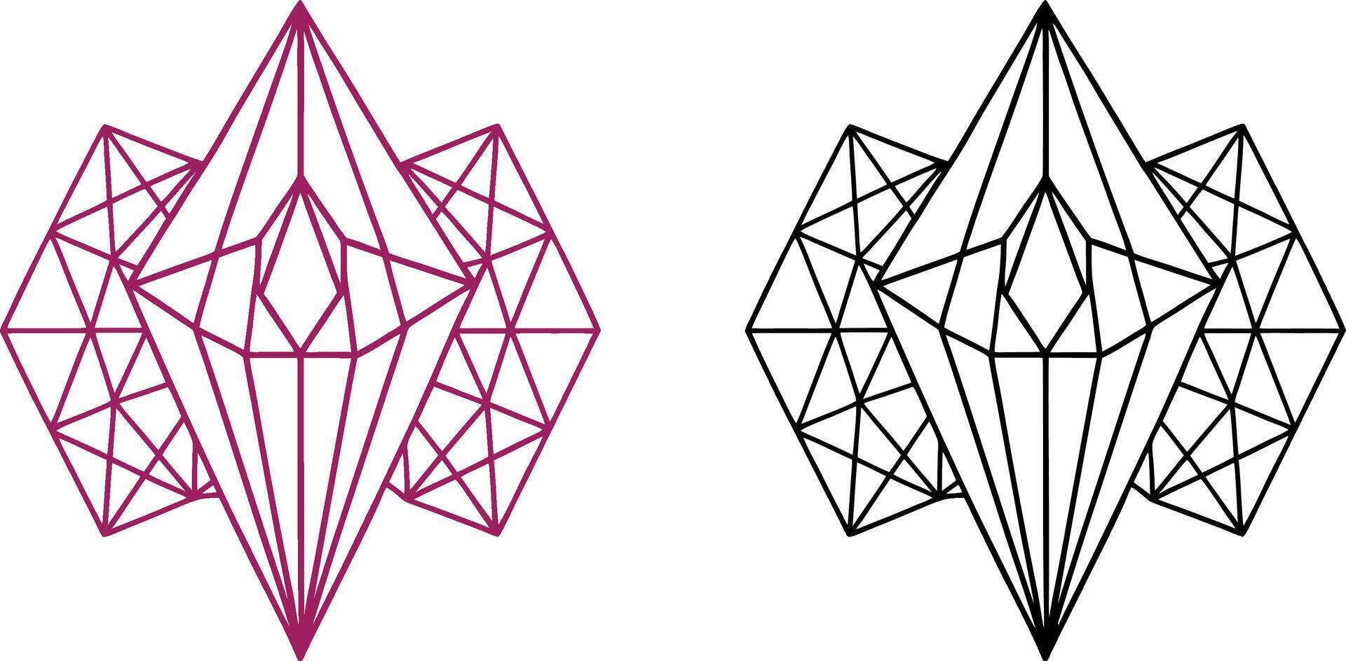 Crystal mandala design lineart. vector