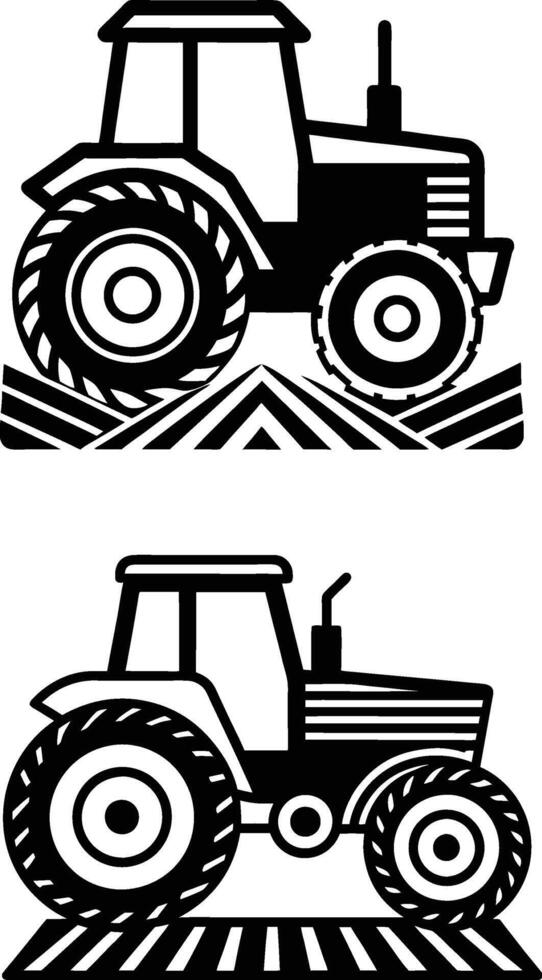 Tractor silhouette set vector
