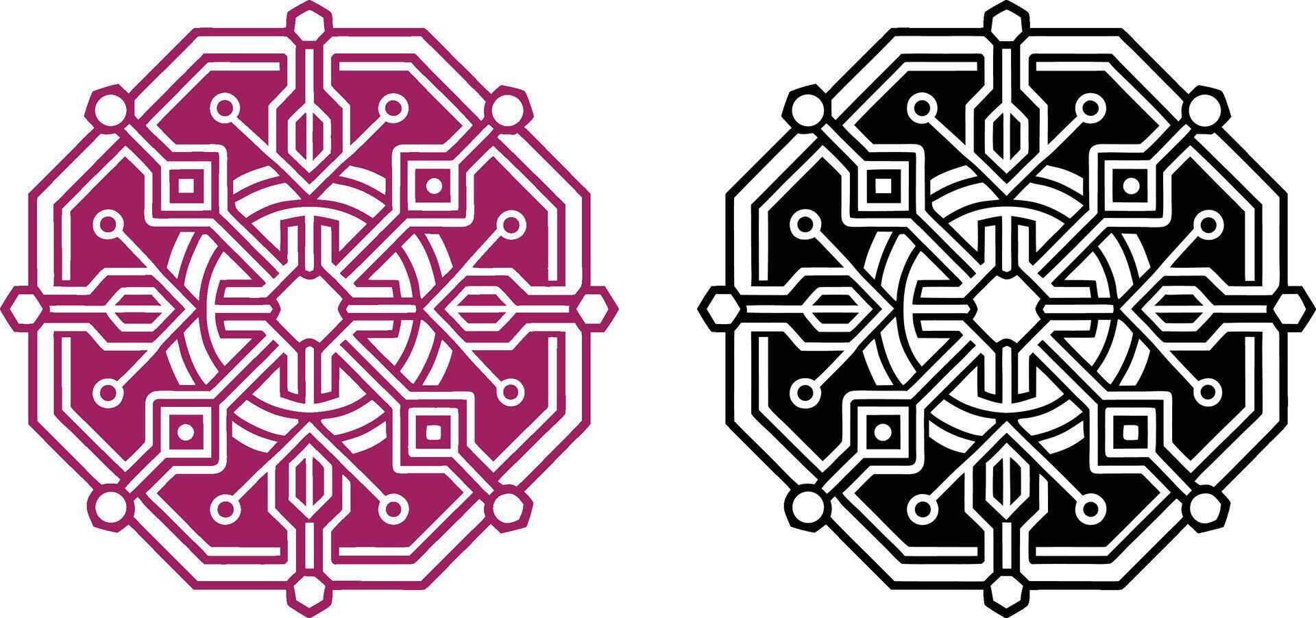 Cyberpunk mandala design. vector