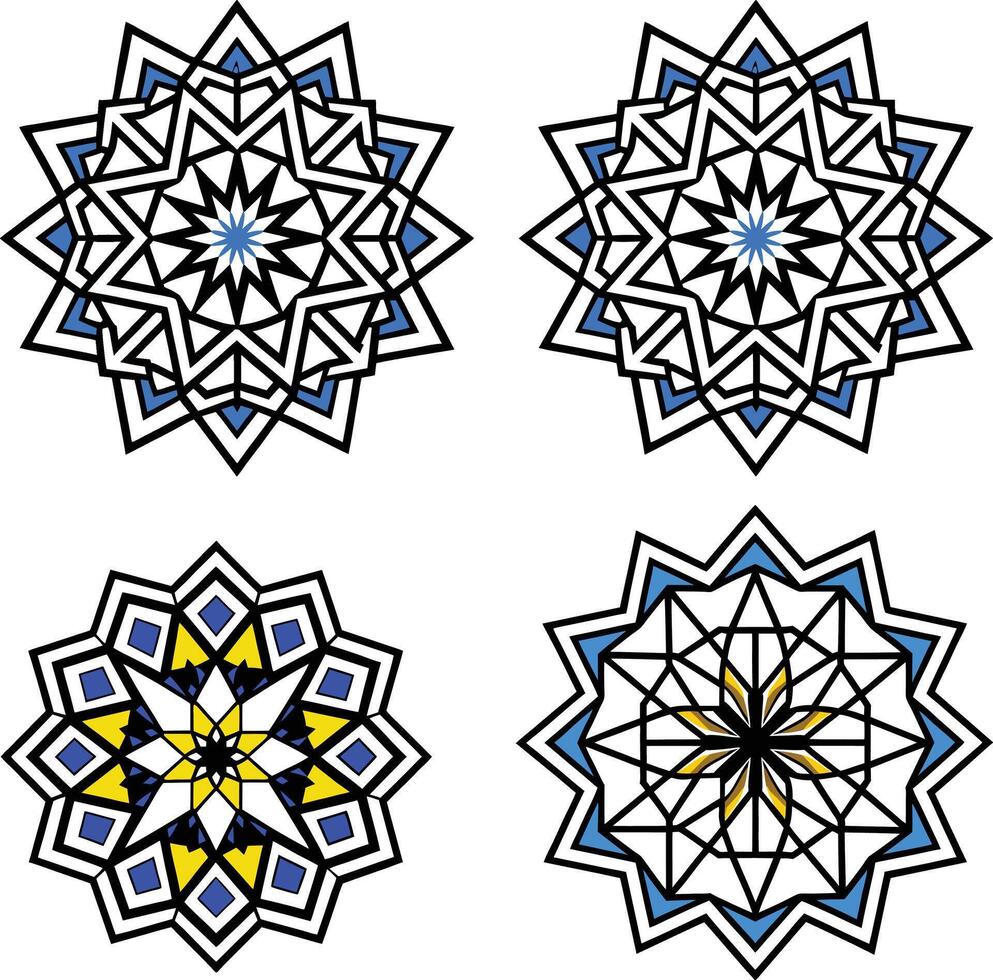 Ancient Moroccan Mosaic Mandala with blue, and white geometric patterns new 2025 vector
