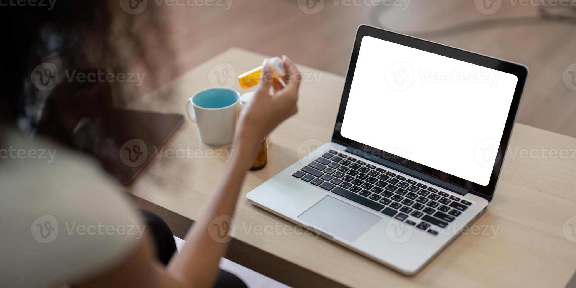 Telemedicine and Digital Healthcare. Patient consulting with a healthcare provider virtually about medication management. photo