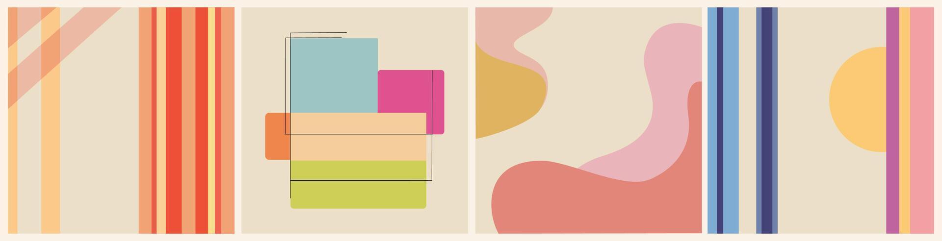 Set of abstract geometric square art backgrounds vector