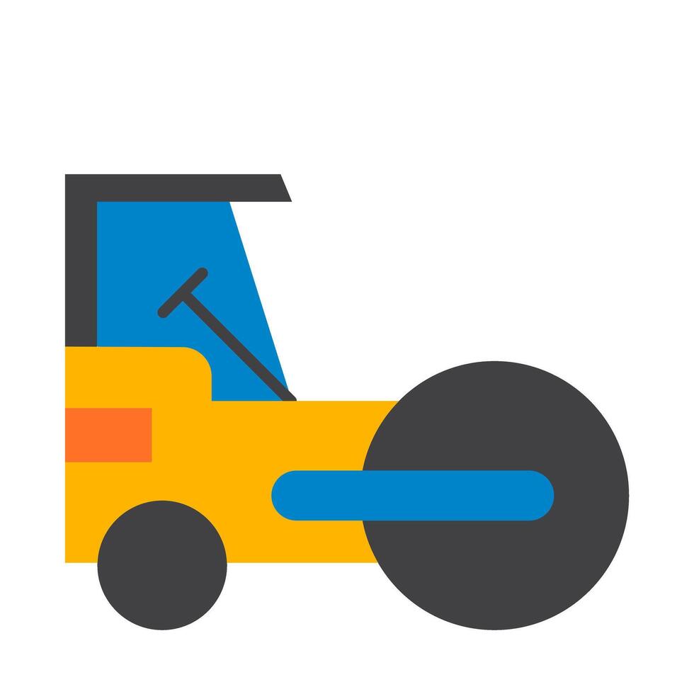 A yellow and blue construction vehicle icon vector