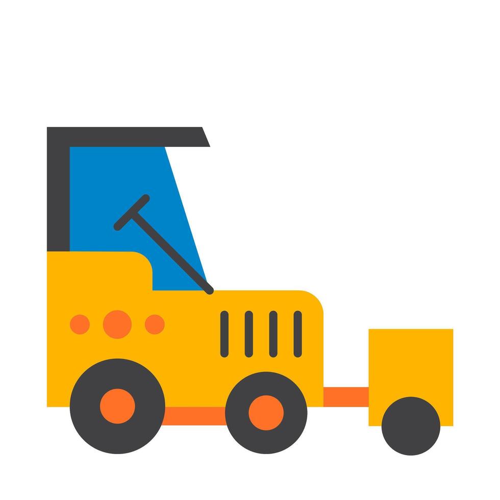 A yellow construction vehicle with a blue bucket vector