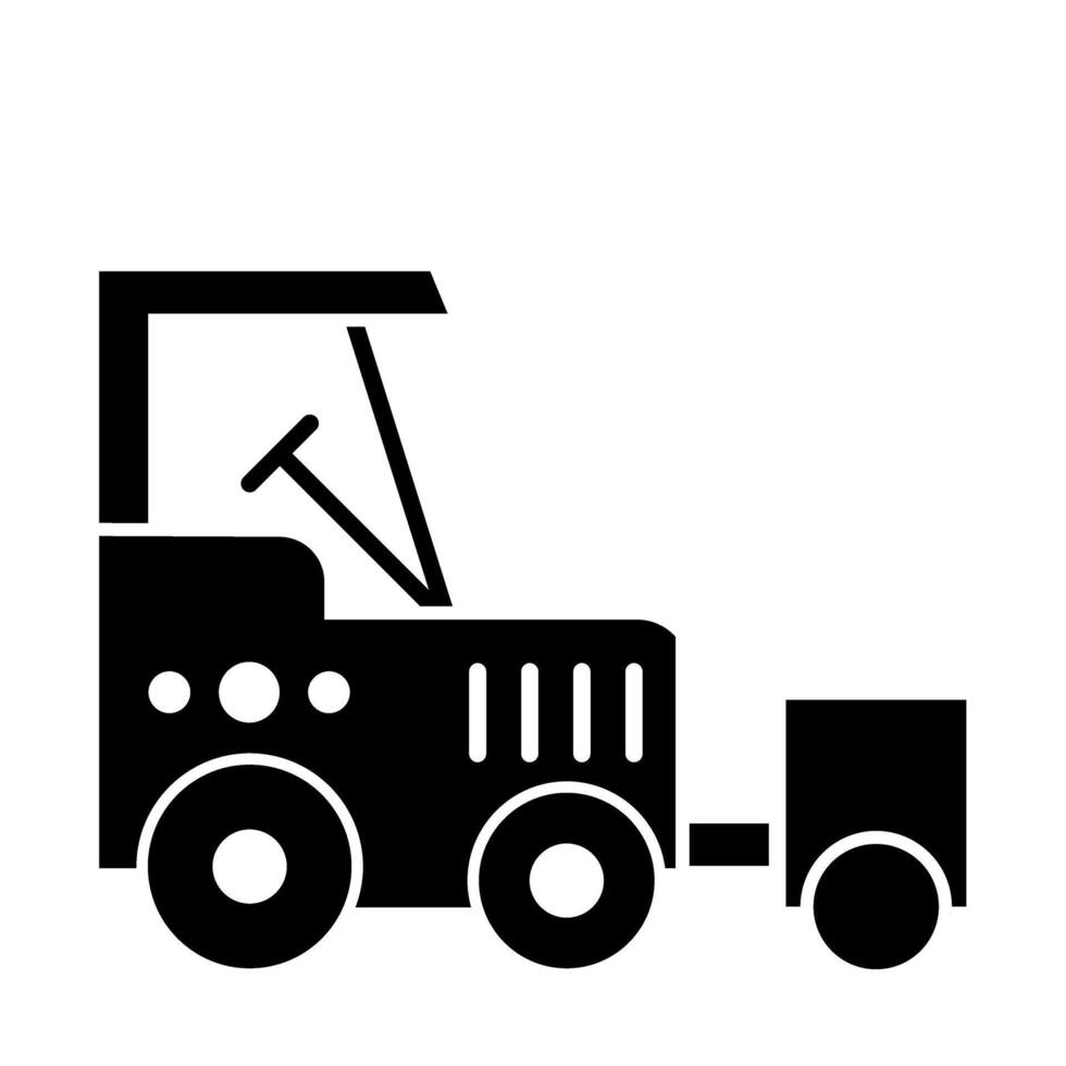 A black and white illustration of a tractor vector