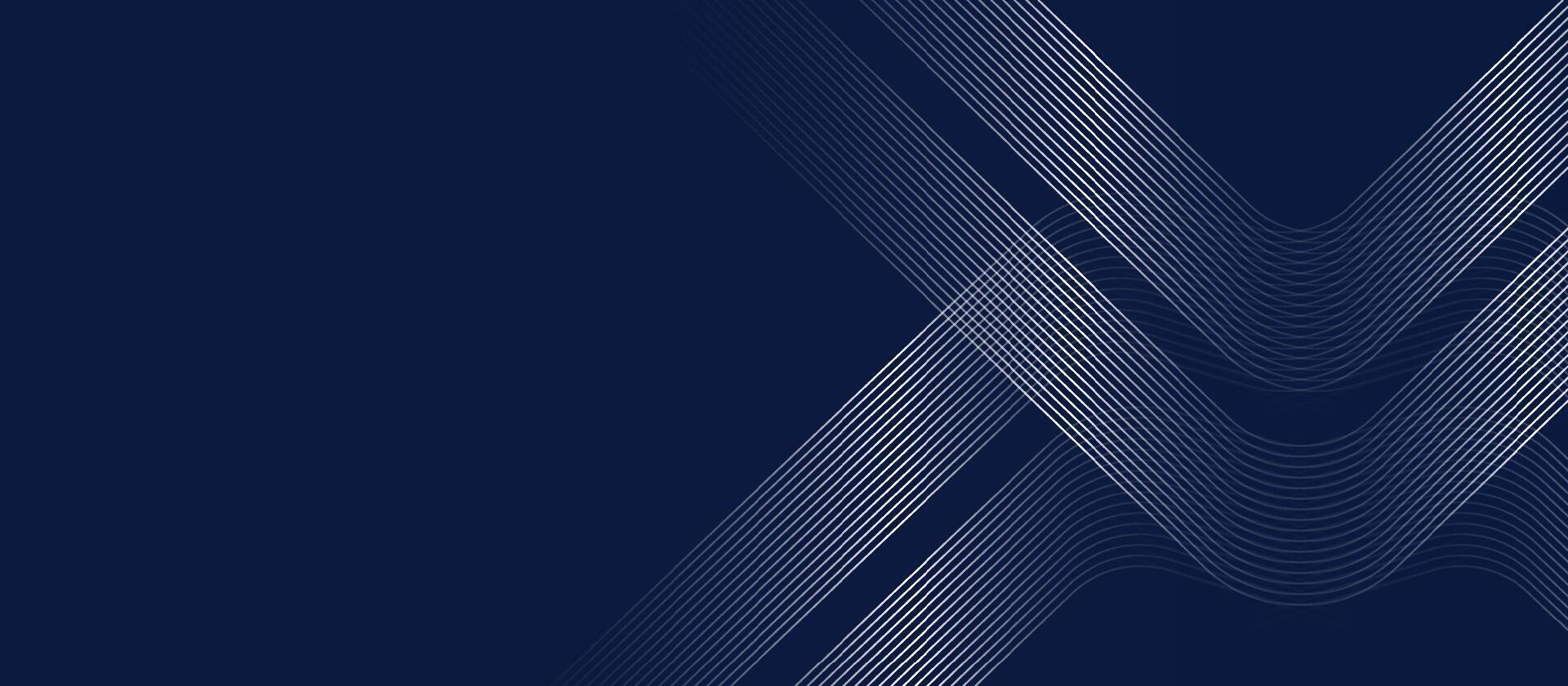 Dark Blue Abstract Background with Curved White Lines vector
