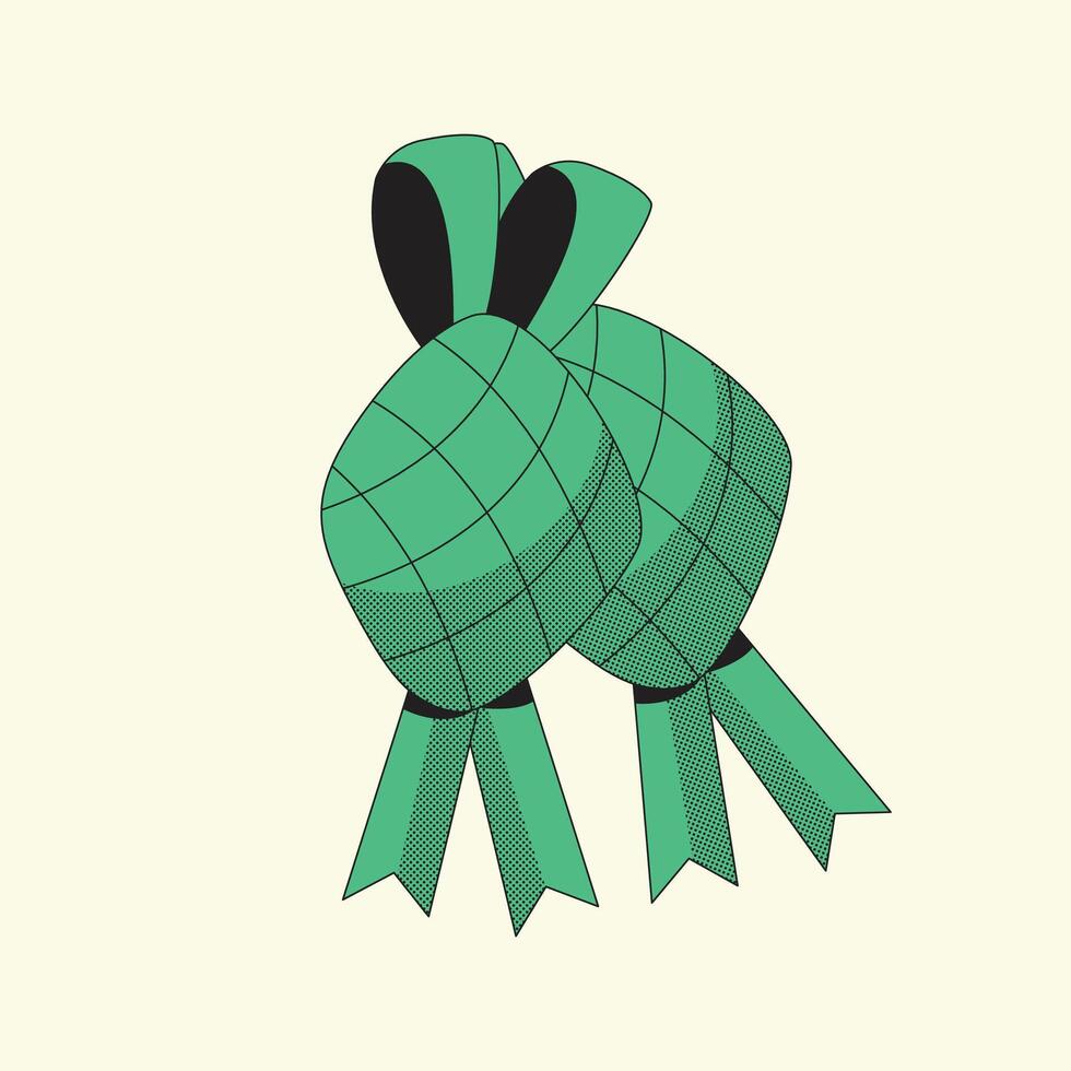 Ketupat Cartoon flat design Illustration vector