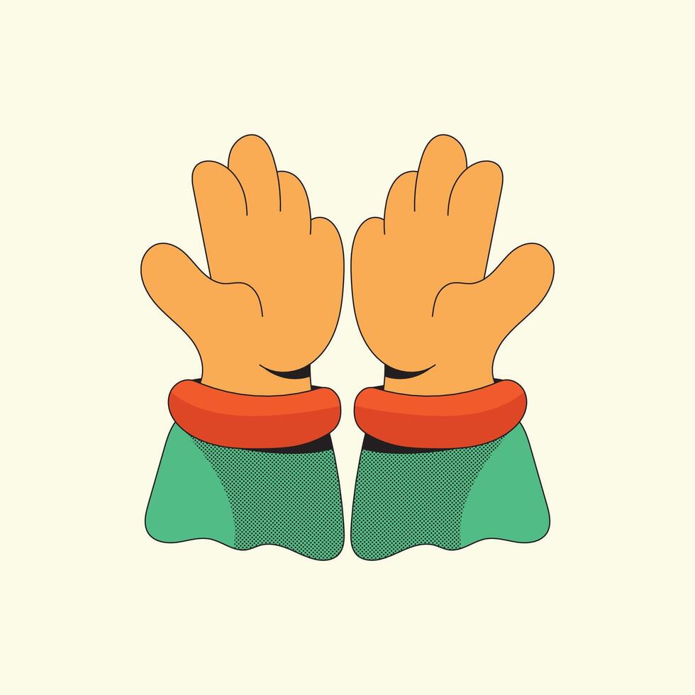 Hand Pray Cartoon flat design Illustration vector