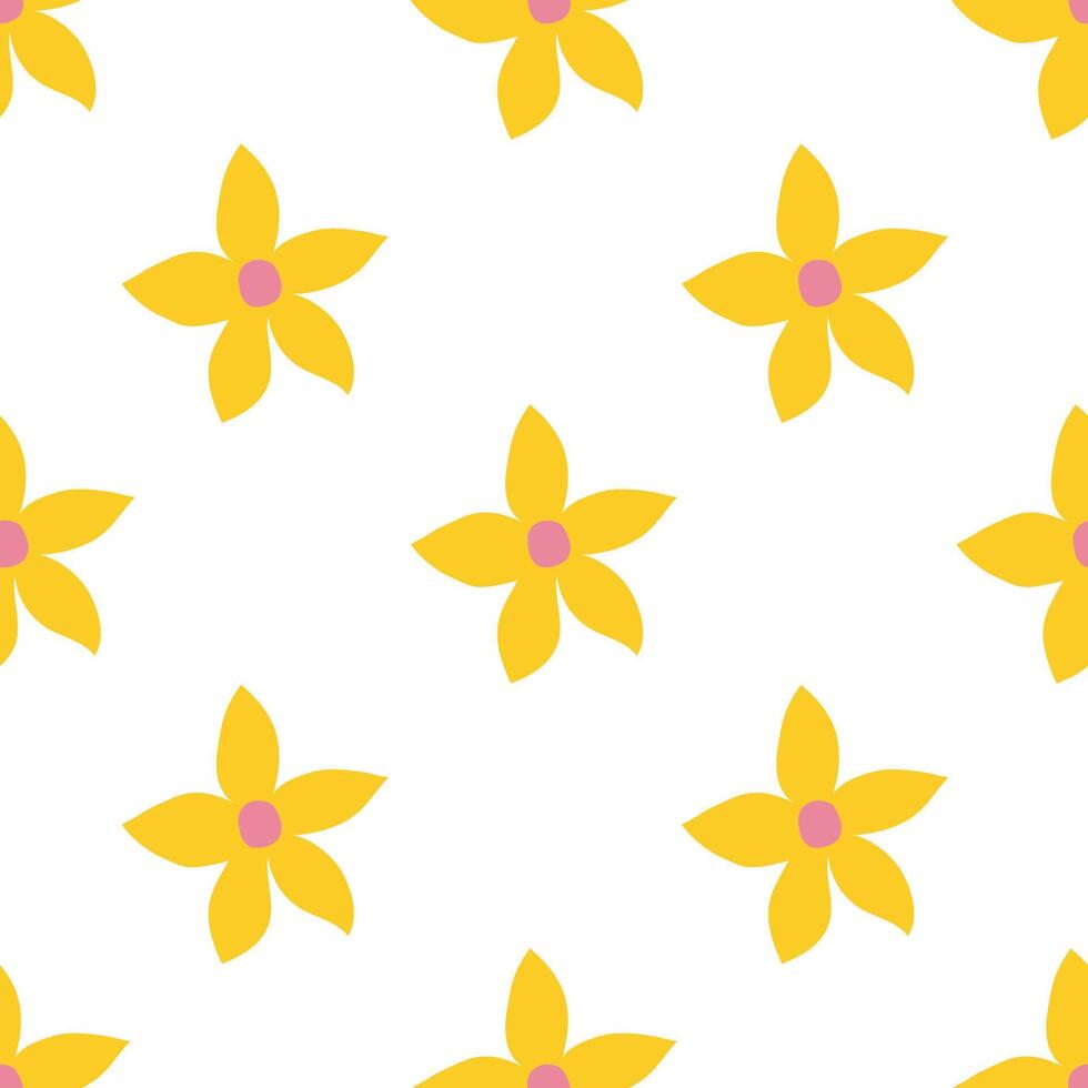 Seamless pattern with big yellow flowers. Perfect for textiles, wallpapers, stationery, gift wraps, and creative designs requiring a soft floral touch. vector