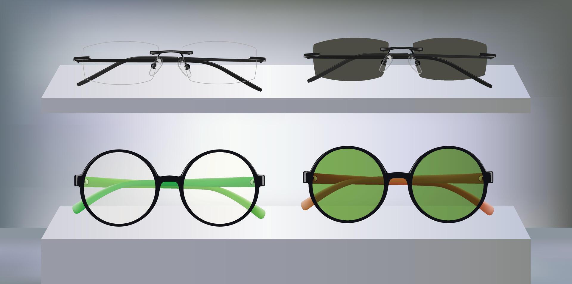 Modern eyeglasses on 3d stage for sale vector