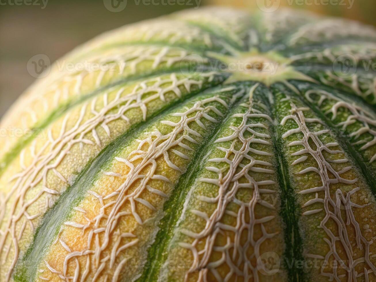 Beautifully textured cantaloupe fruit with intricate patterns and vibrant colors photo
